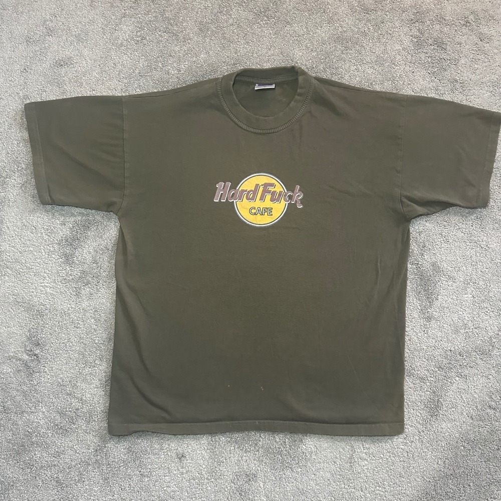 Hard Rock Cafe Parody Graphic T Shirt Mens L Large Green Short Sleeve Tee